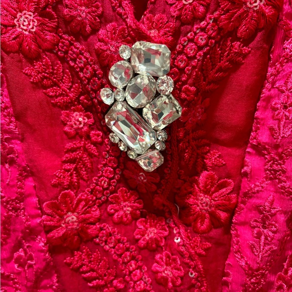 Agha Noor Fuschia Silk and Chiffon Women’s Tunic Top - Picture 7 of 12